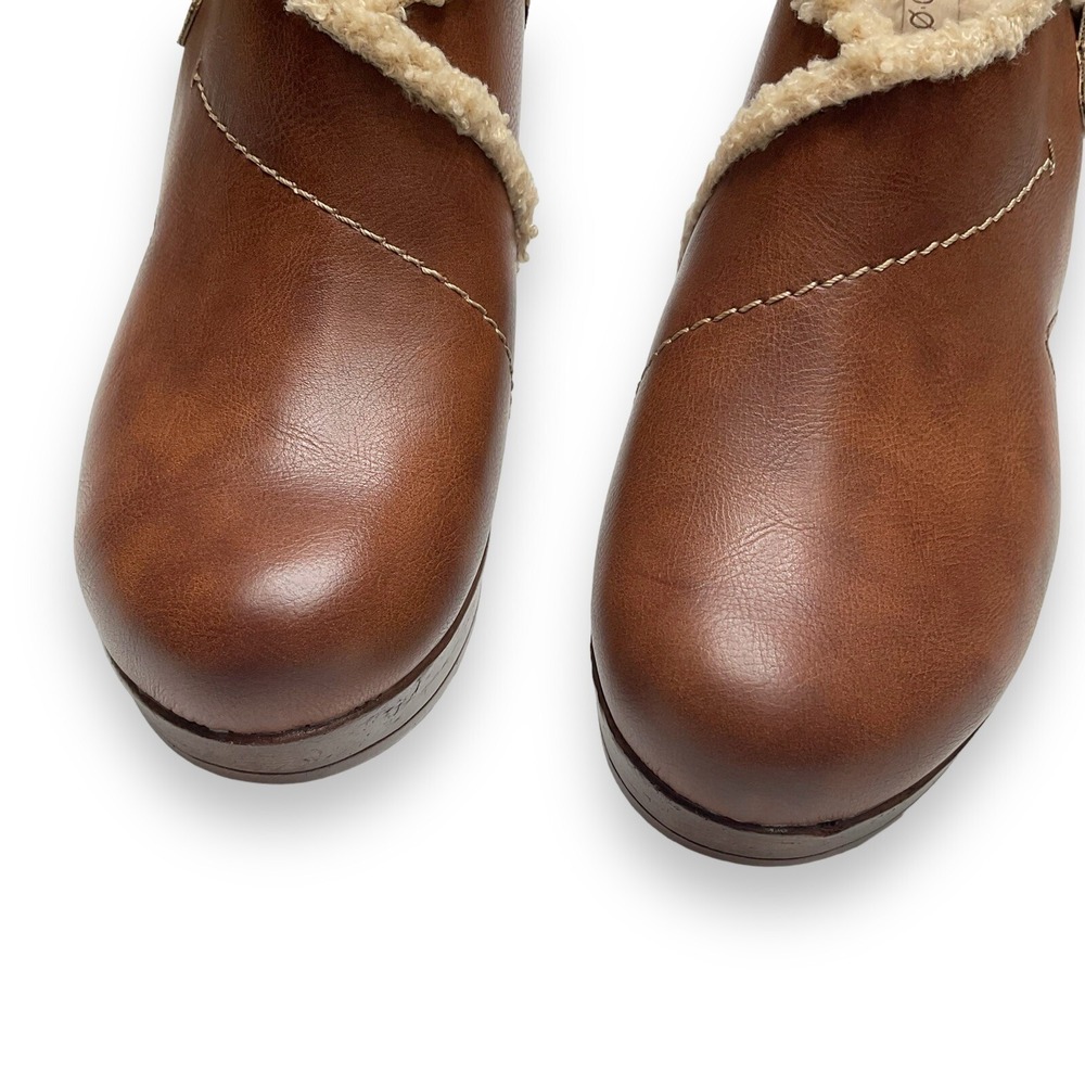 b.o.c. By Born Women Tan Brown Sherpa Lined Buckle Clogs Heels Size 11 NWOB $100 - Picture 5 of 11